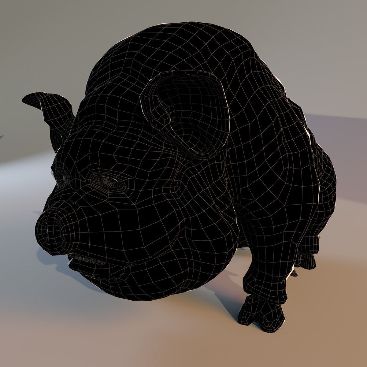 Scary Pig Low-poly 3D model_6