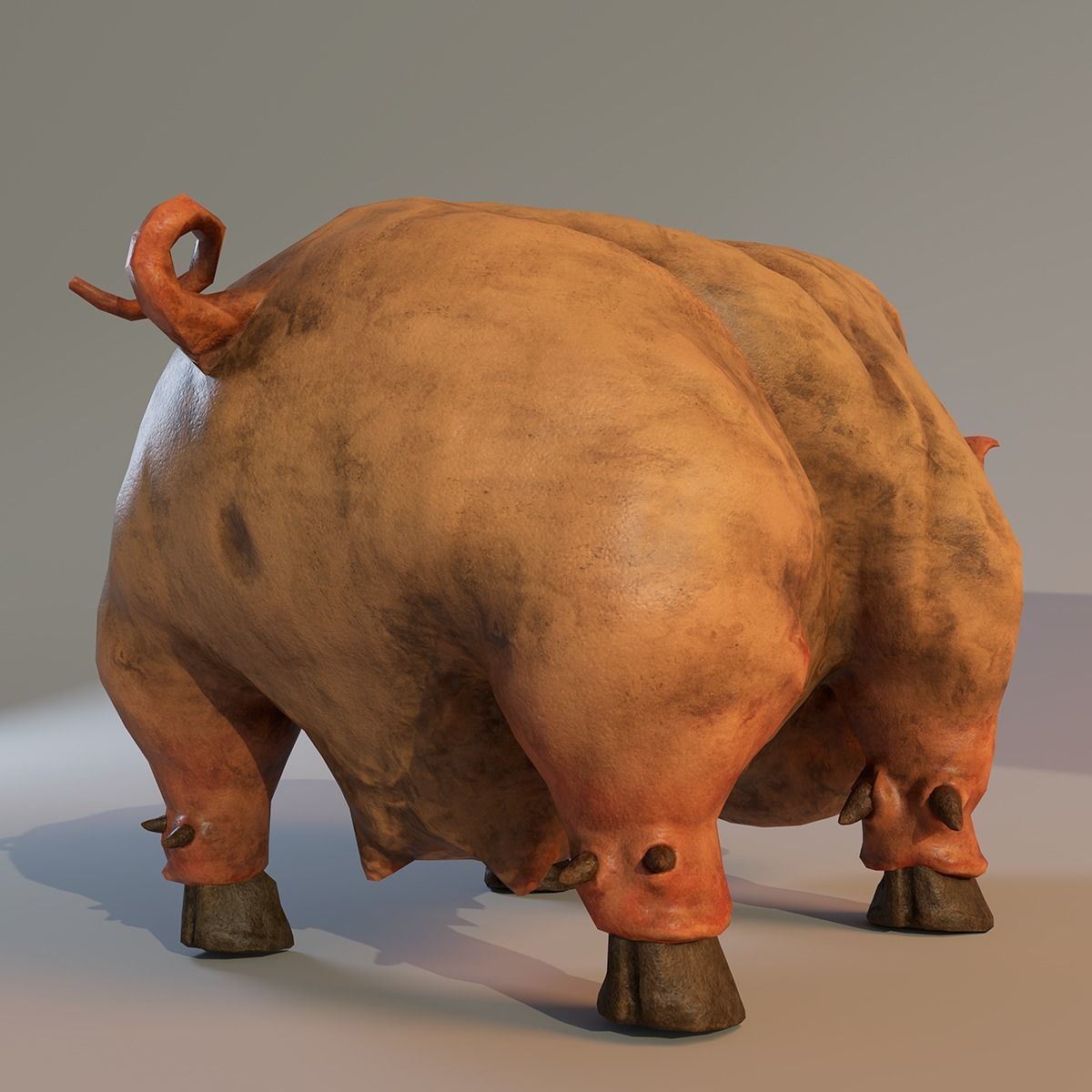 Scary Pig Low-poly 3D model_4