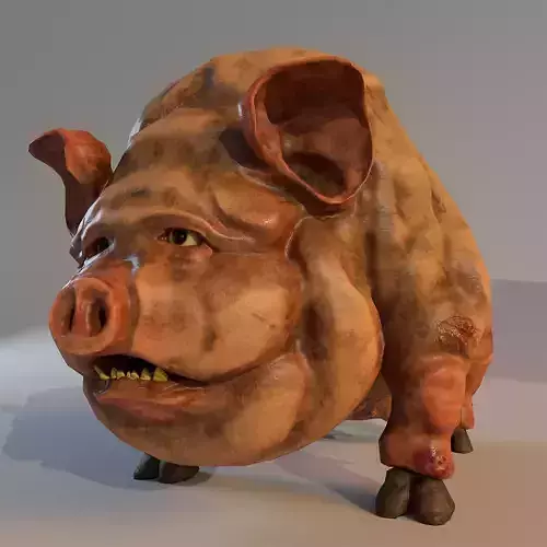 Scary Pig Low-poly 3D model