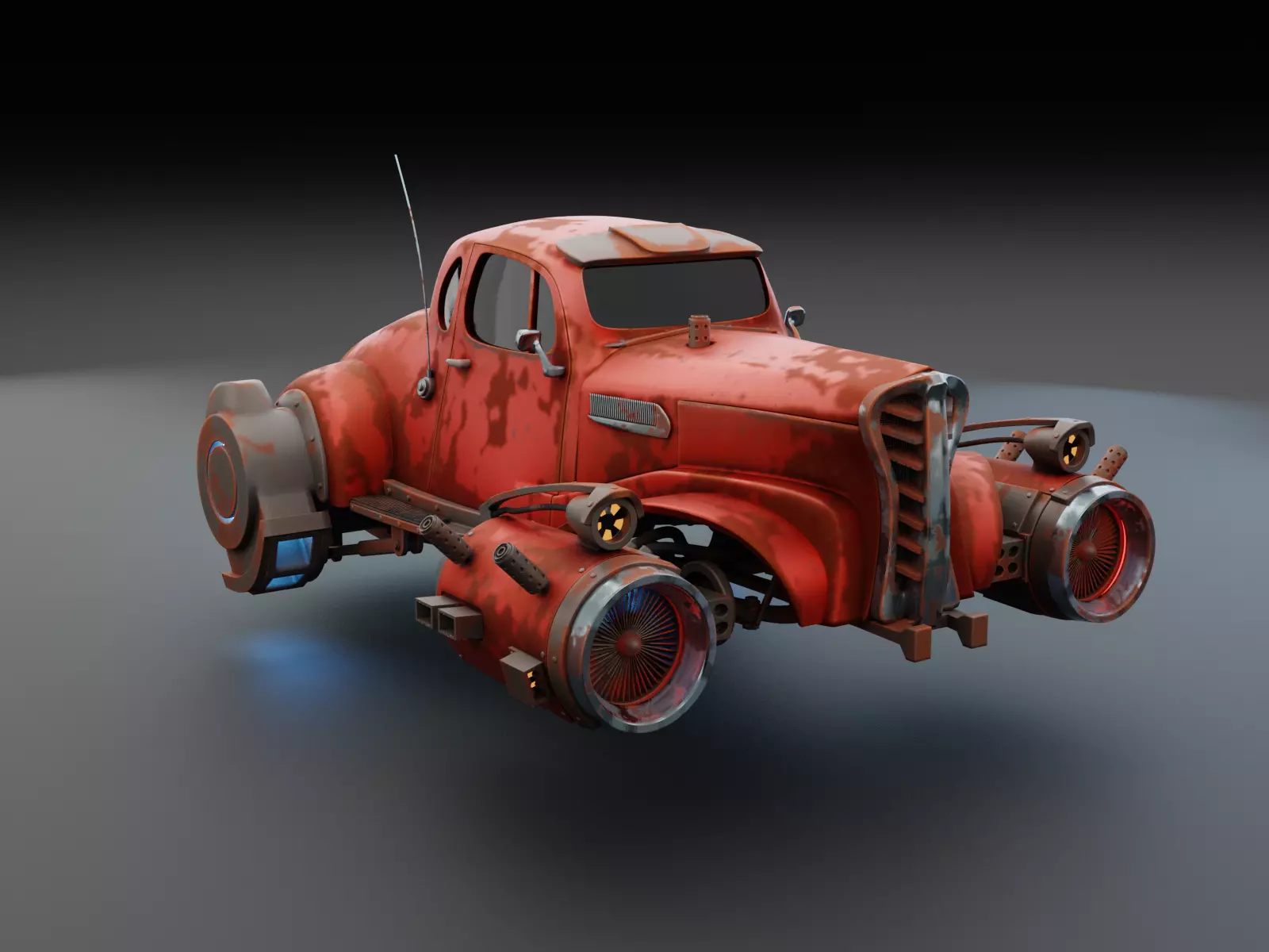 Stylized old car version 3D model_0