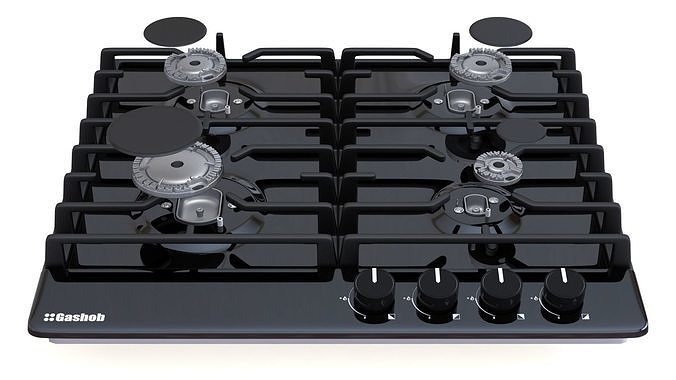Gas hob Low-poly 3D model 4