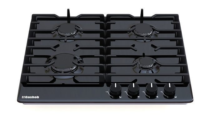 Gas hob Low-poly 3D model 2