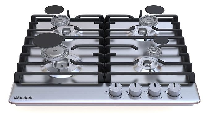 Gas hob Low-poly 3D model 3