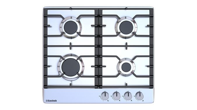 Gas hob Low-poly 3D model 5