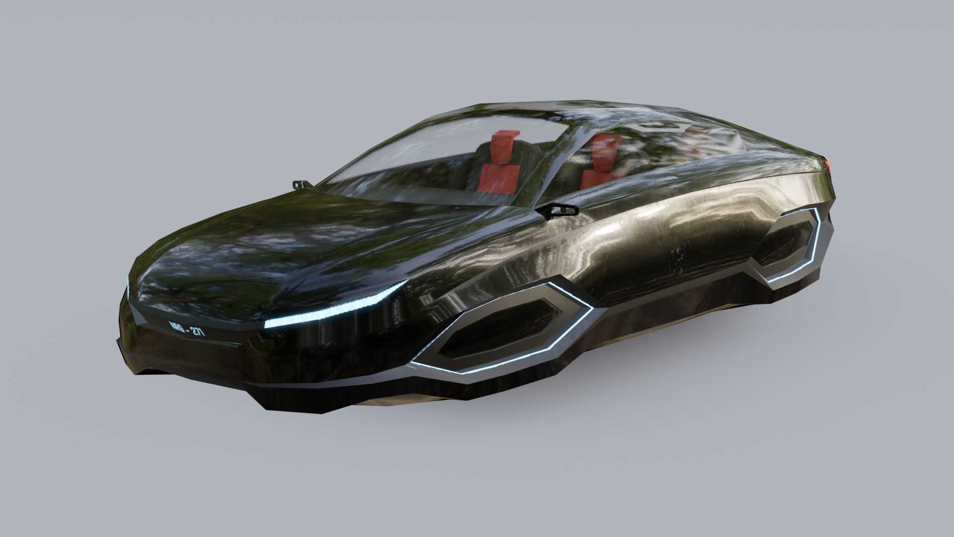 Affekta X2 Sci-Fi concept car CYBER FUTURISTIC Low-poly PBR Low-poly 3D model_2