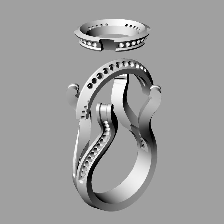 Beatiful Diamond round Engagement ring Solitaire  Anello ca04 3D print model_5