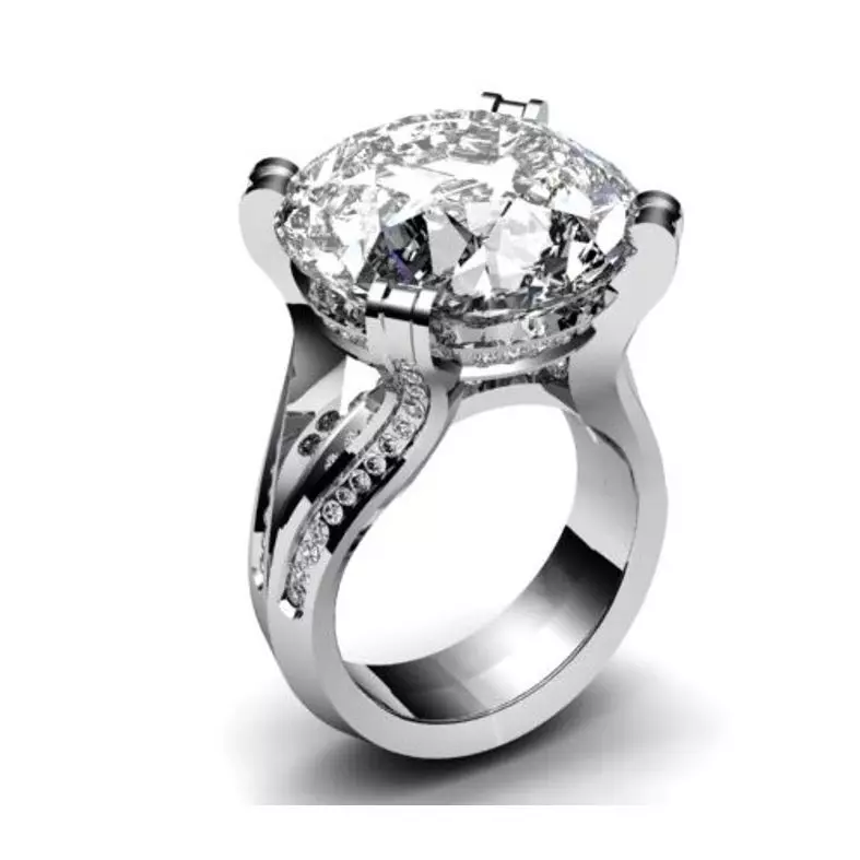 Beatiful Diamond round Engagement ring Solitaire  Anello ca04 3D print model_0