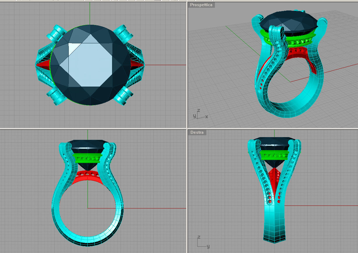 Beatiful Diamond round Engagement ring Solitaire  Anello ca04 3D print model_2