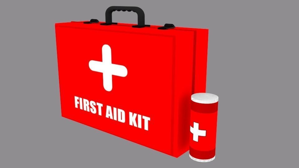 First Aid Kit and Bandage Low-poly 3D model_1