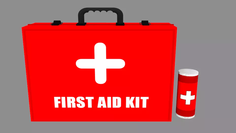First Aid Kit and Bandage Low-poly 3D model_0