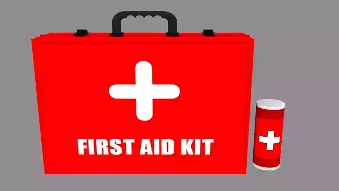 First Aid Kit and Bandage Low-poly 3D model