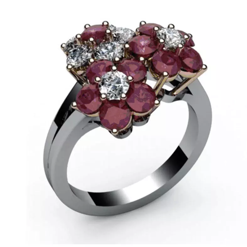 Flower ring Diamond Engagement Solitaire Anello fiore ca05 3D print model