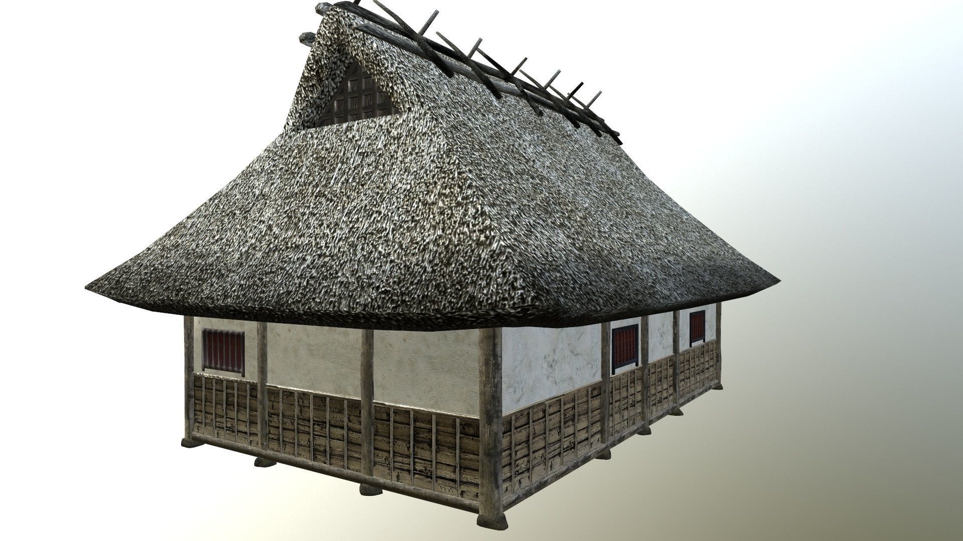 Traditional japanese house Low-poly 3D model_3
