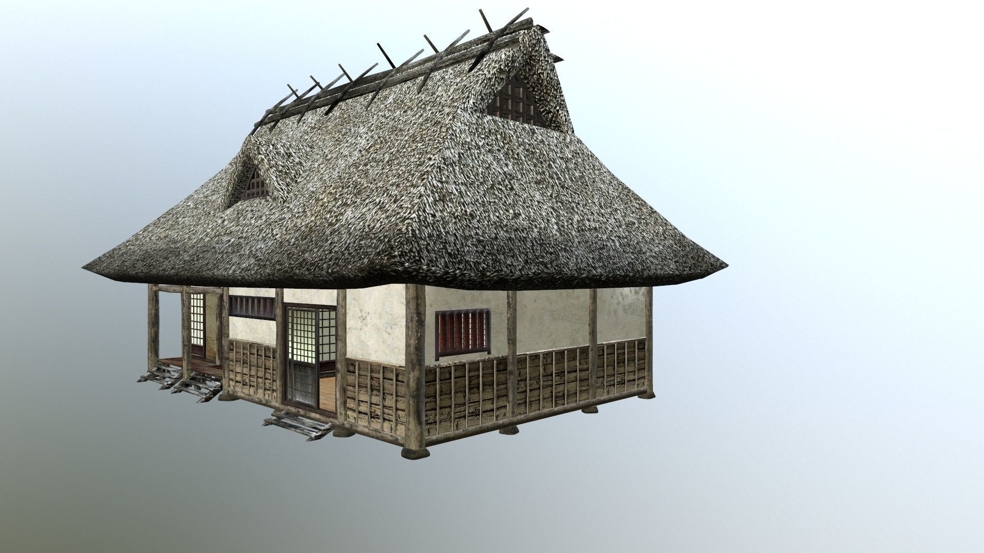 Traditional japanese house Low-poly 3D model_2