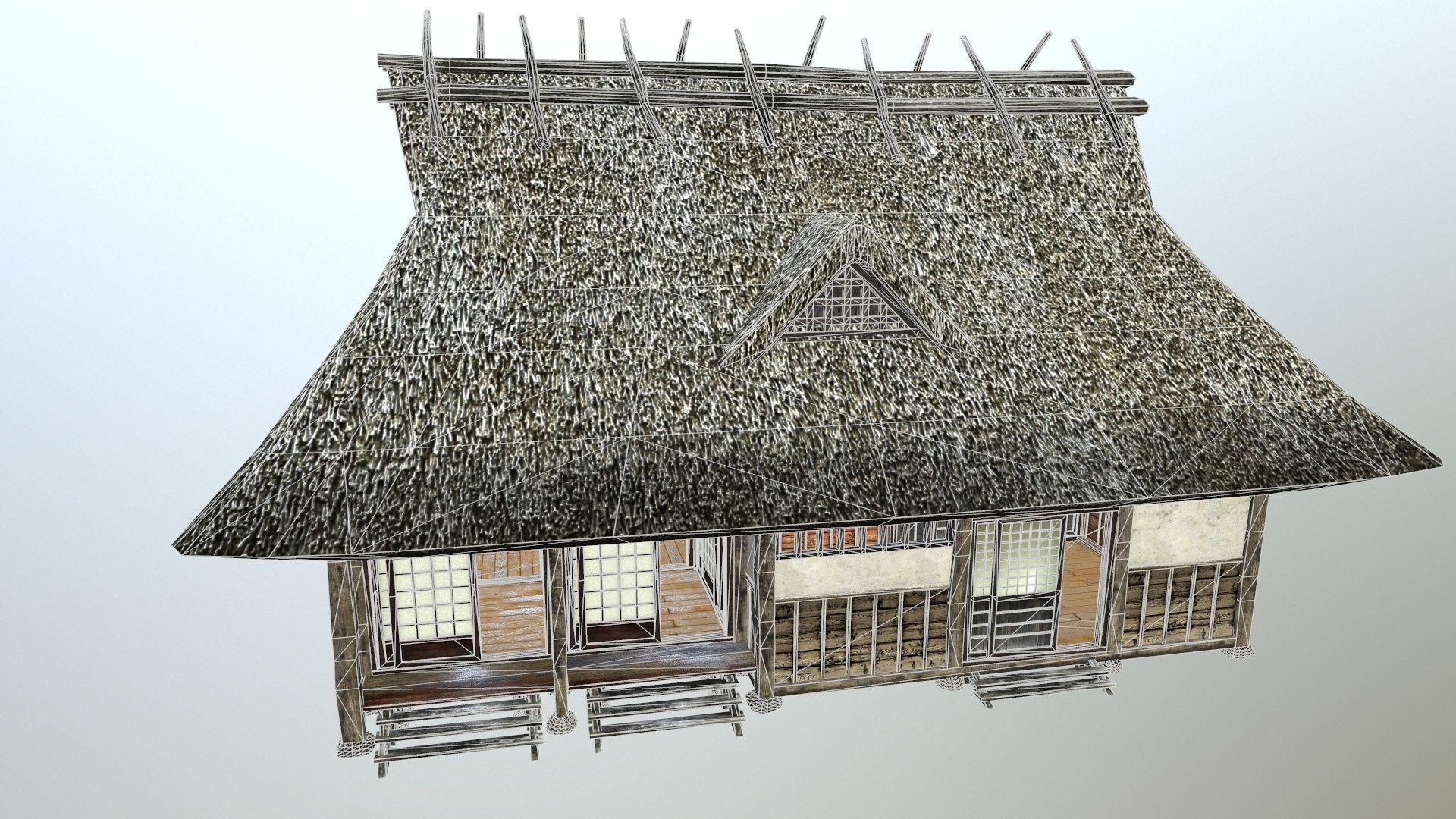 Traditional japanese house Low-poly 3D model_15