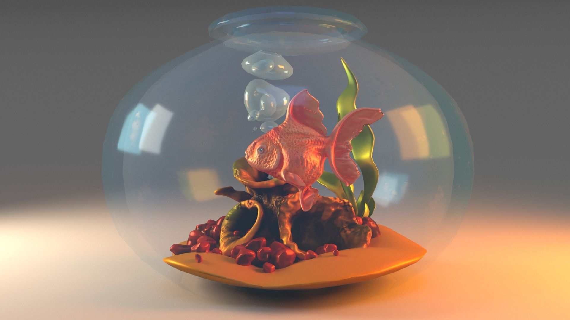 3D model Goldfish Aquarium VR / AR / low-poly | CGTrader