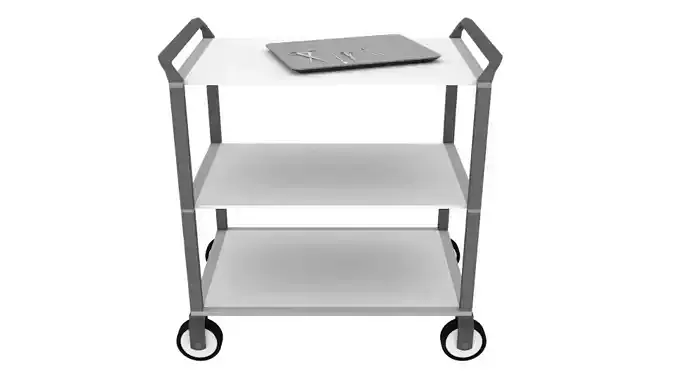 Surgical Cart with tray of minimal Tools Low-poly 3D model
