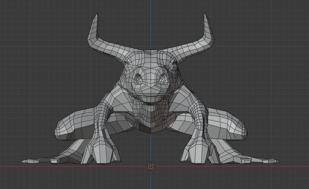 Bullfrog creature with horns Low-poly 3D model_8