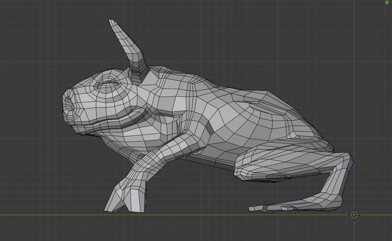 Bullfrog creature with horns Low-poly 3D model_9