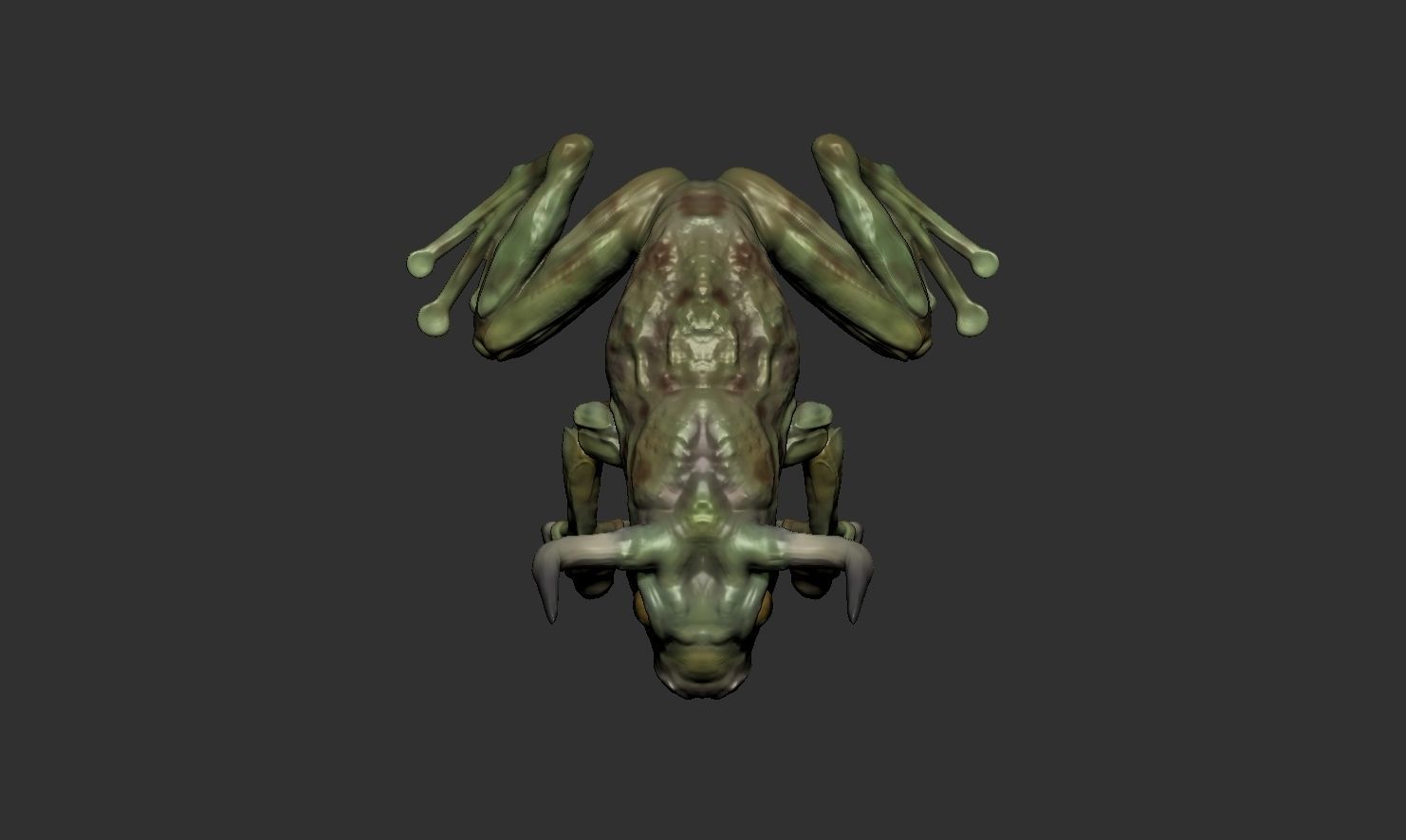 Bullfrog creature with horns Low-poly 3D model_5