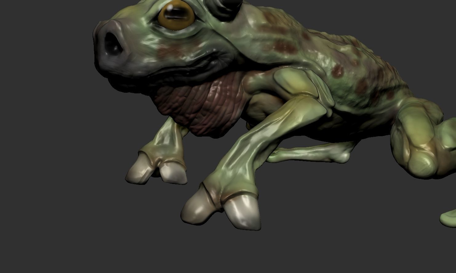 Bullfrog creature with horns Low-poly 3D model_7