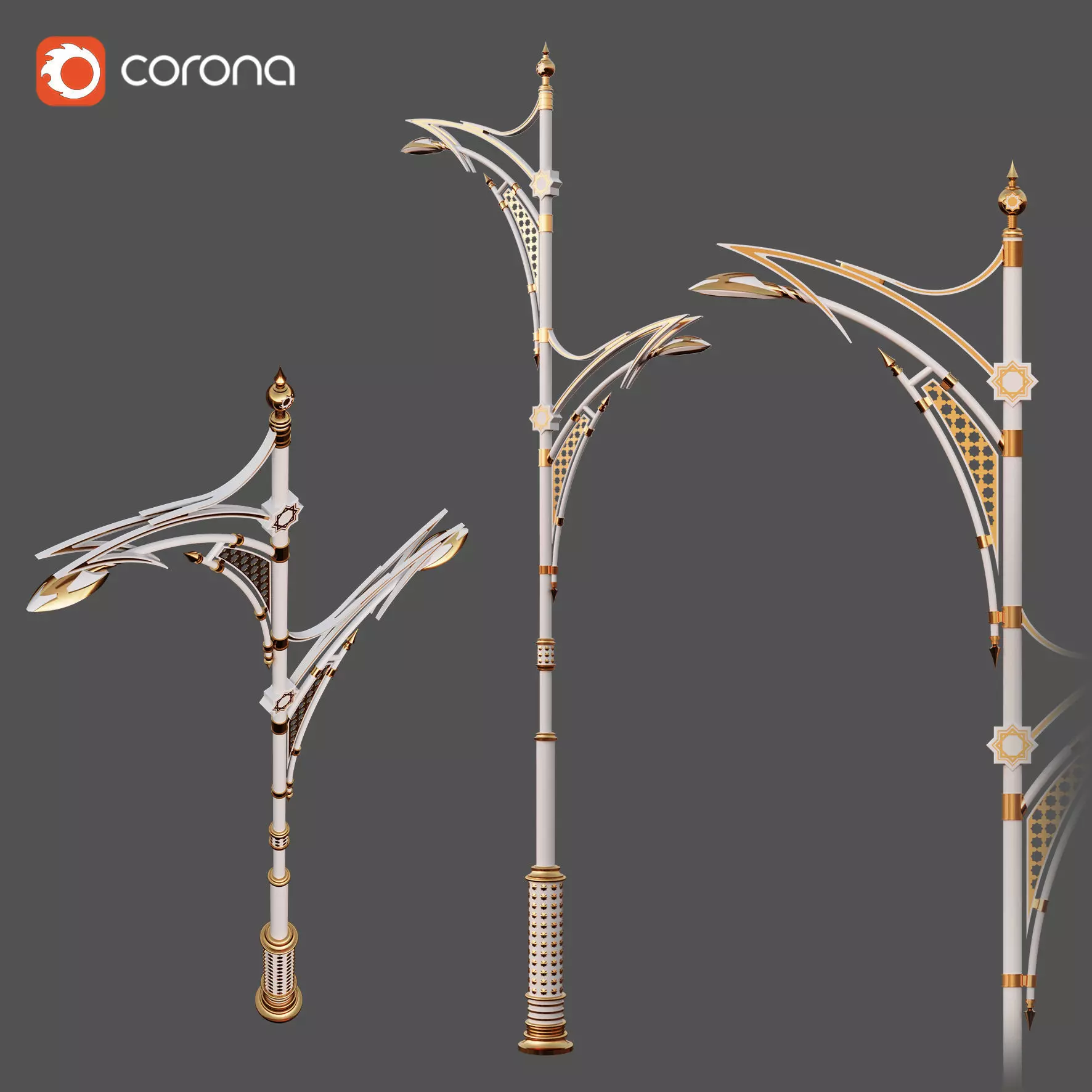 Arabian pattern detailed street lamp-01 3d model 3D model