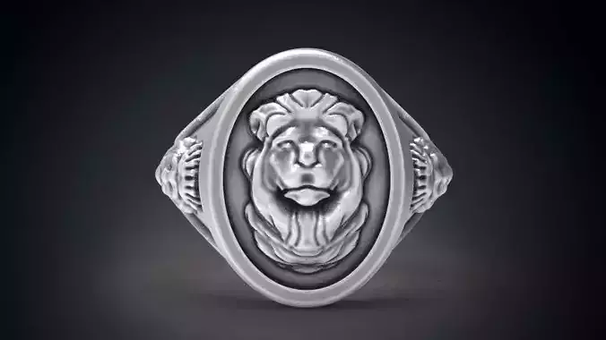Lion head man ring 3D print model