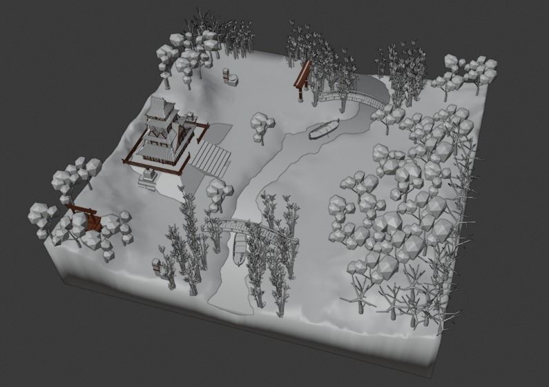 Low Poly Chinese House Low-poly 3D model_11