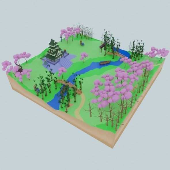 Low Poly Chinese House Low-poly 3D model_10