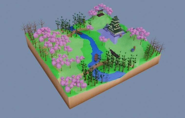 Low Poly Chinese House Low-poly 3D model_5