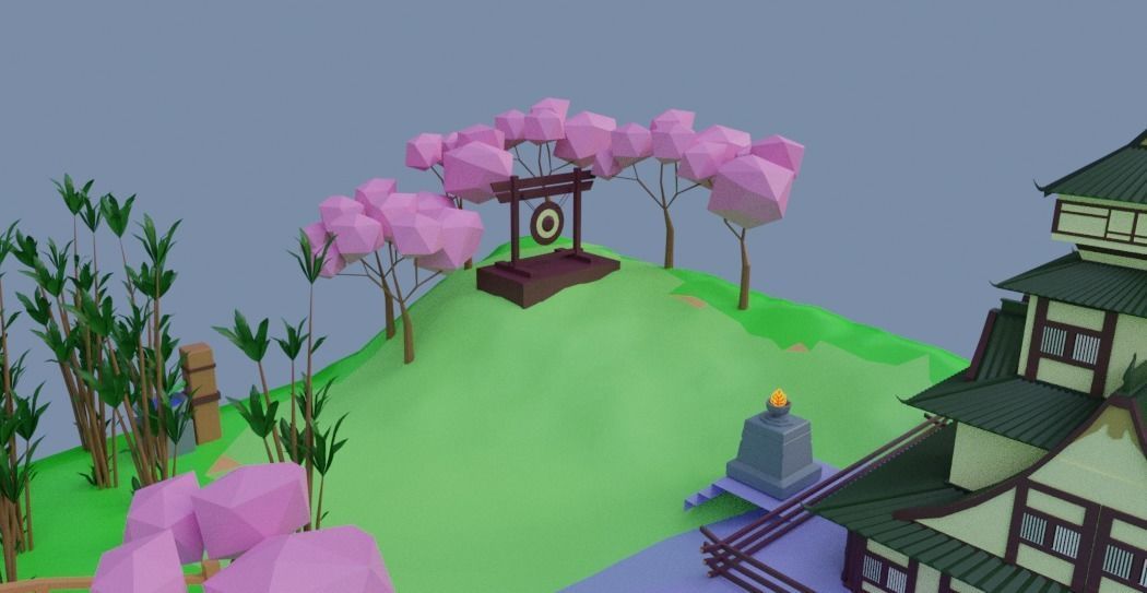 Low Poly Chinese House Low-poly 3D model_14