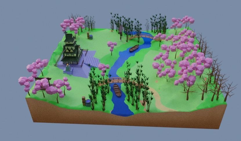 Low Poly Chinese House Low-poly 3D model_9