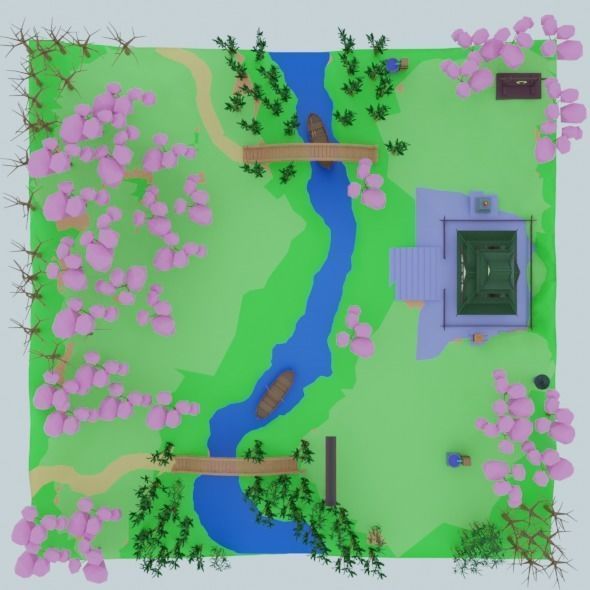 Low Poly Chinese House Low-poly 3D model_8