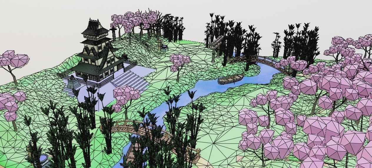 Low Poly Chinese House Low-poly 3D model_7