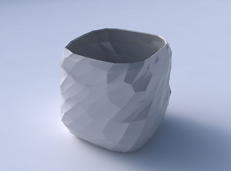 Vase quadratic stumpy with low-polygon 3D print model_3