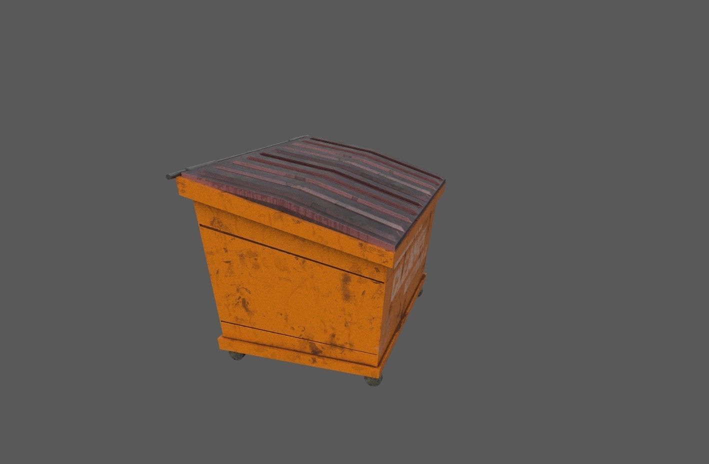 Dumpster orange trash can Low-poly 3D model_4