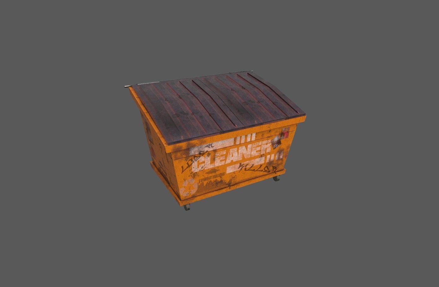 Dumpster orange trash can Low-poly 3D model_5