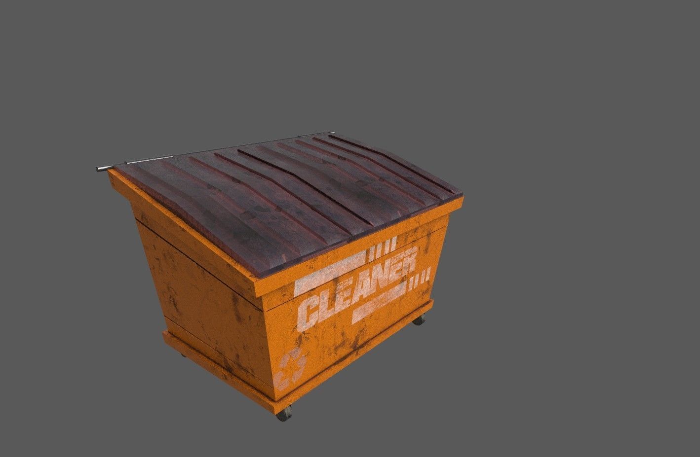 Dumpster orange trash can Low-poly 3D model_2