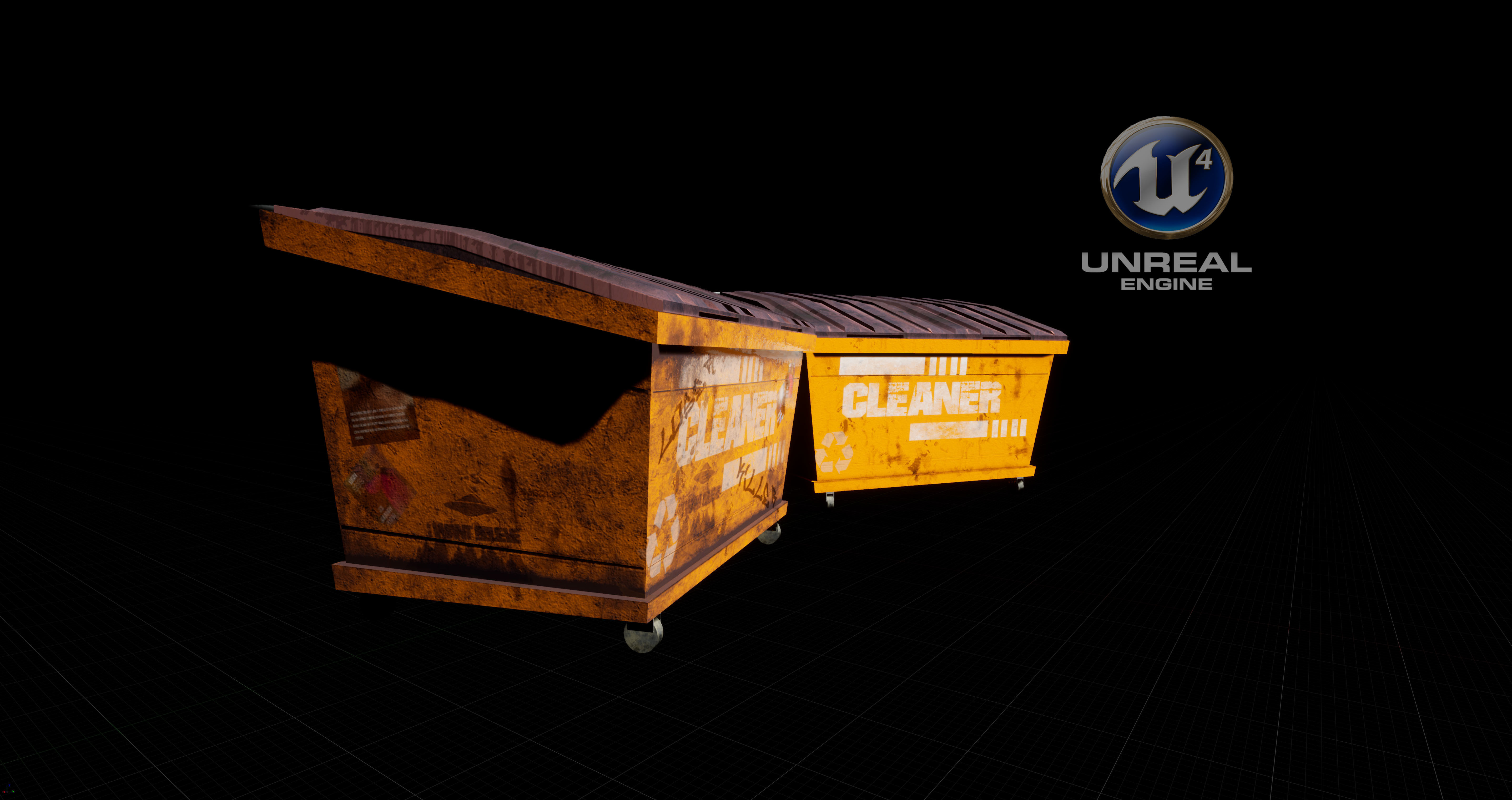 Dumpster orange trash can Low-poly 3D model_9