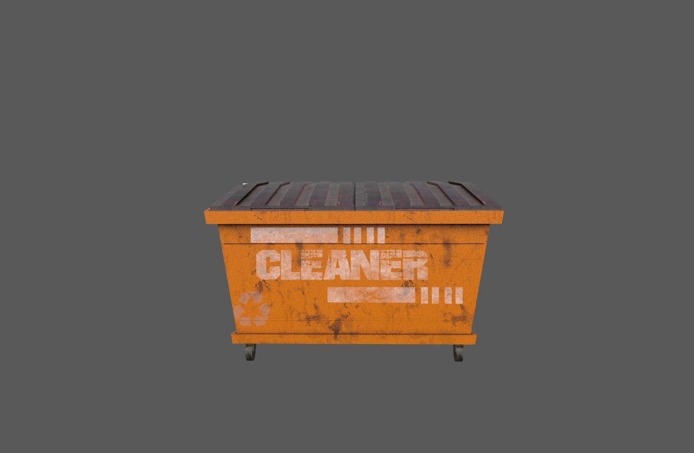 Dumpster orange trash can Low-poly 3D model_3