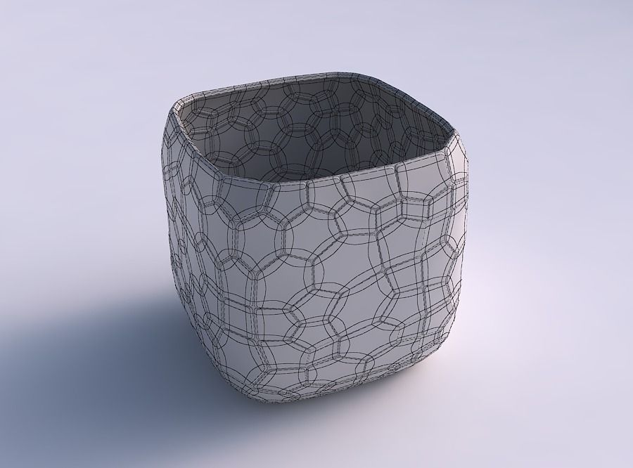 Vase quadratic stumpy with organic cells 3D print model_5