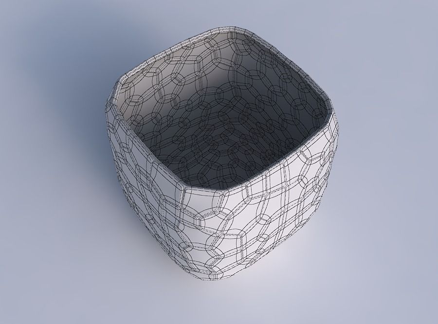 Vase quadratic stumpy with organic cells 3D print model_6