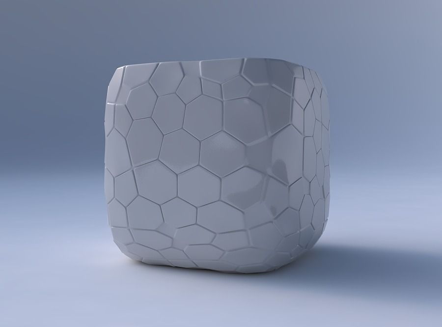 Vase quadratic stumpy with organic cells 3D print model_4