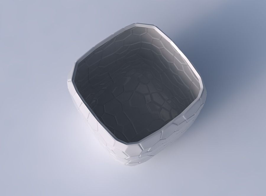 Vase quadratic stumpy with organic cells 3D print model_2