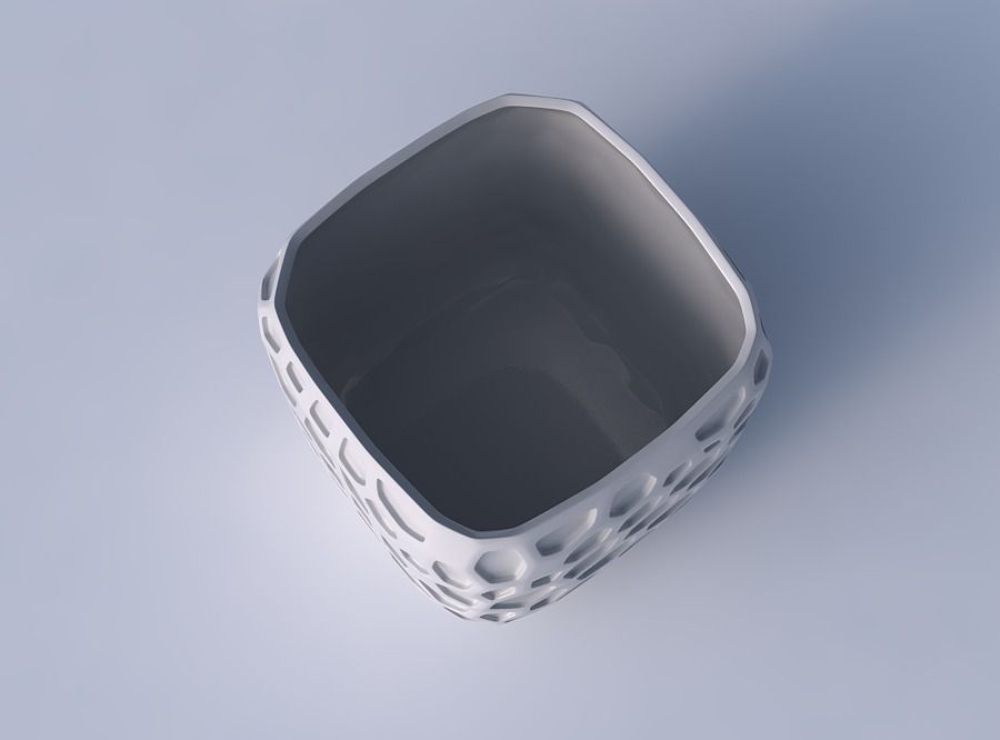 Vase quadratic stumpy with organic dents 3D print model_2