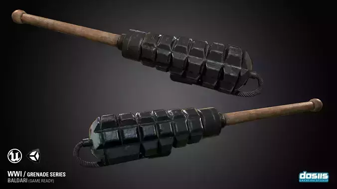 Baldari Grenade - WWI Grenade Series Game Ready Low-poly 3D model