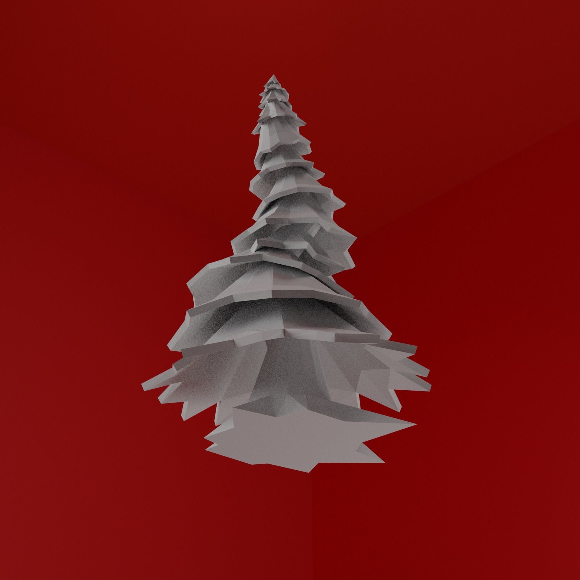 Simple Blank LowPoly Pine Tree 3D model_4