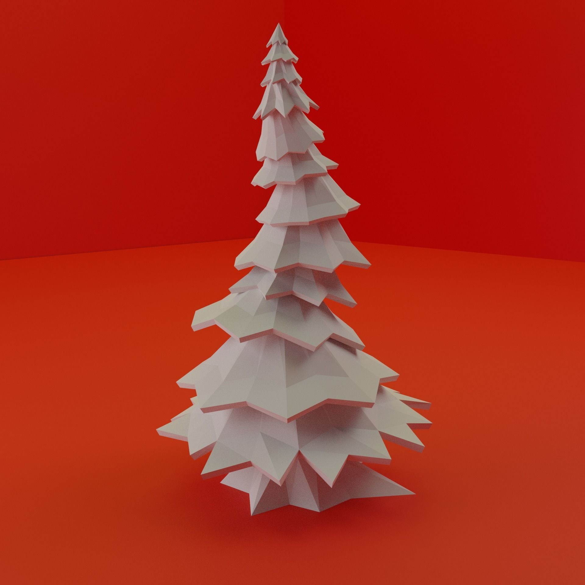 Simple Blank LowPoly Pine Tree 3D model_1