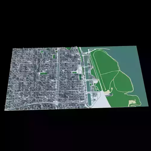 Low Poly Buenos Aires City Center Simplified Low-poly 3D model