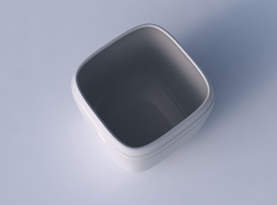 Vase quadratic stumpy with smooth horizontal dents 3D print model_2